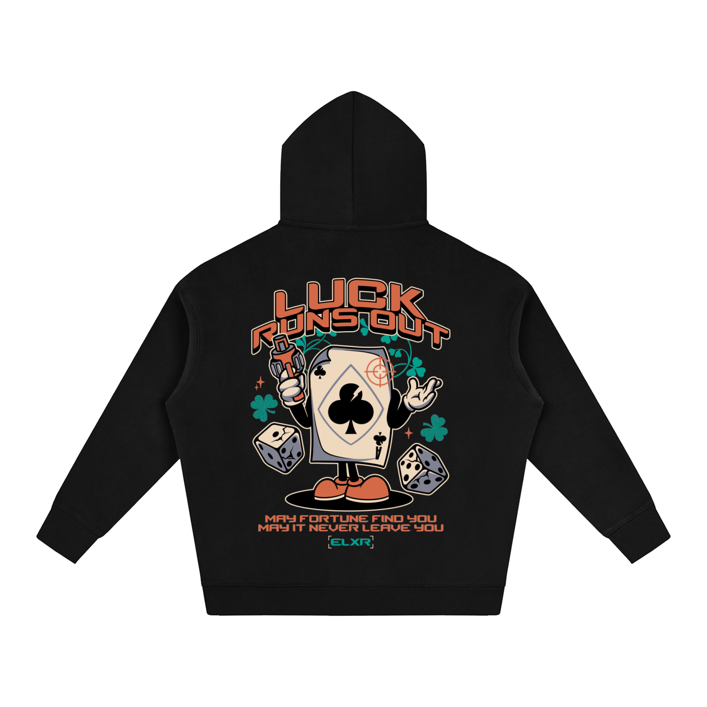 Luck Runs Out Oversize Fleeced Hoodie