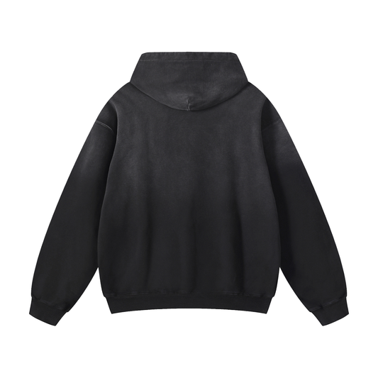 ELXR 001 Washed Hoodie Black with Green